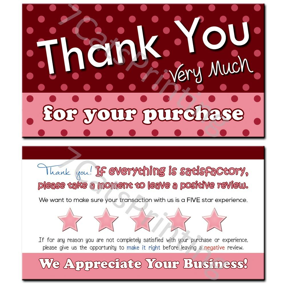100 Thank You For Your Purchase Order Cards for eBay Poshmark Etsy Seller Notes gallery