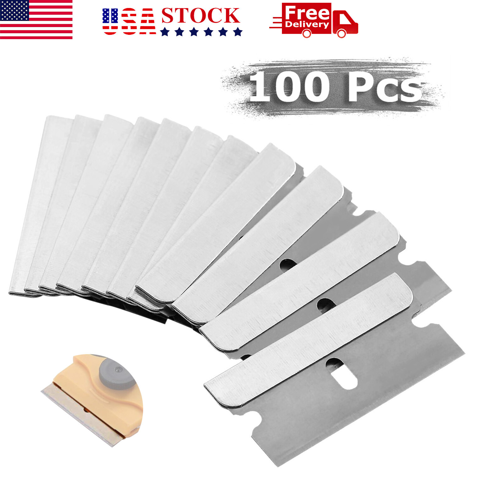 100 PCS Razor Blades Single Edge Extra Sharp Heat Treated Safety Knife Scrapers gallery