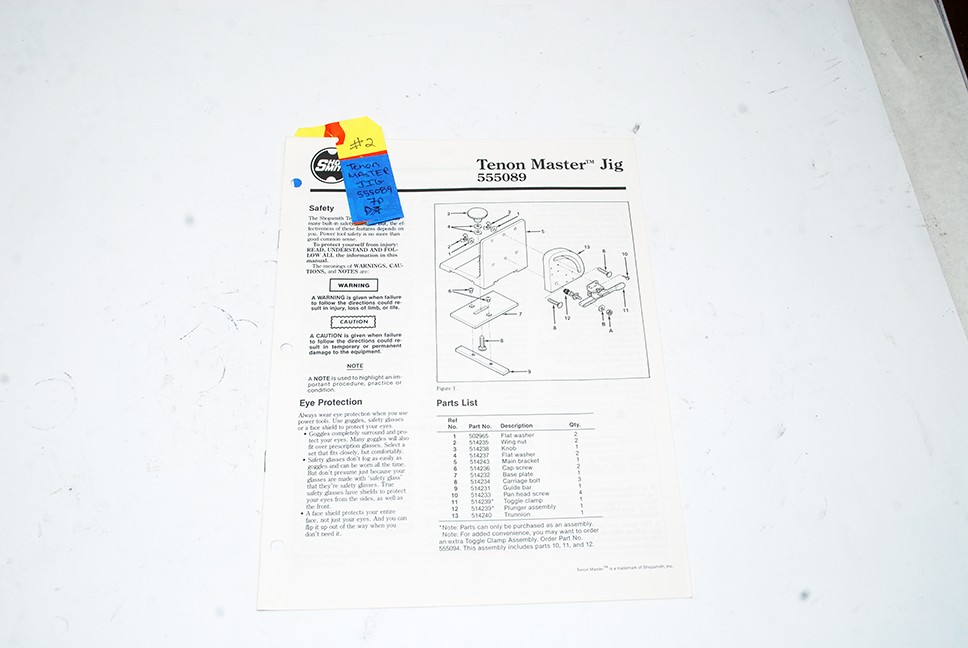 ShopSmith Original User Manual - Tenon Master Jig, 7 Pages (Black/White) (#2) gallery