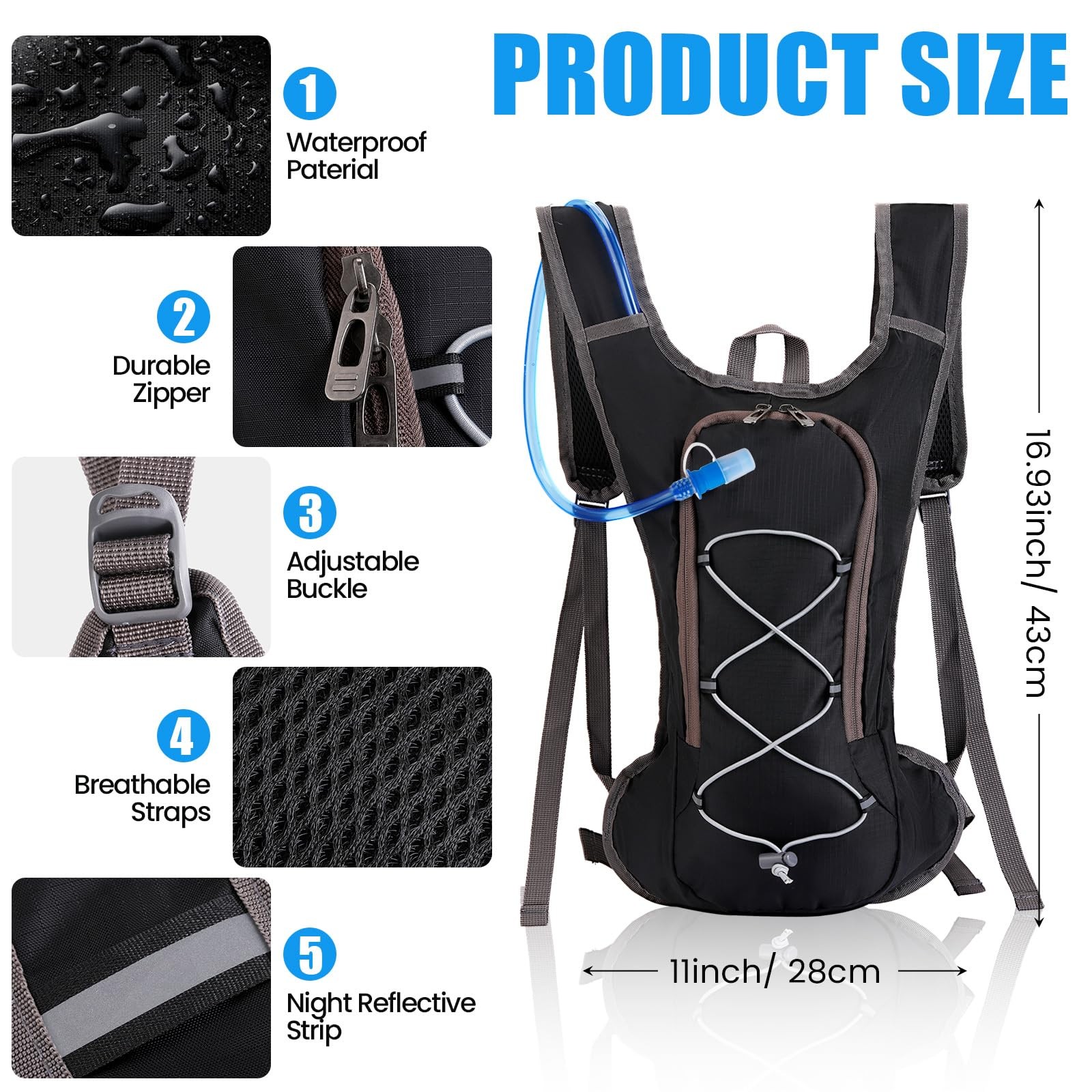 2 Pack Hydration Backpack Pack with 2 Pcs 2L Hydration Bladder Hiking Backpac... 2