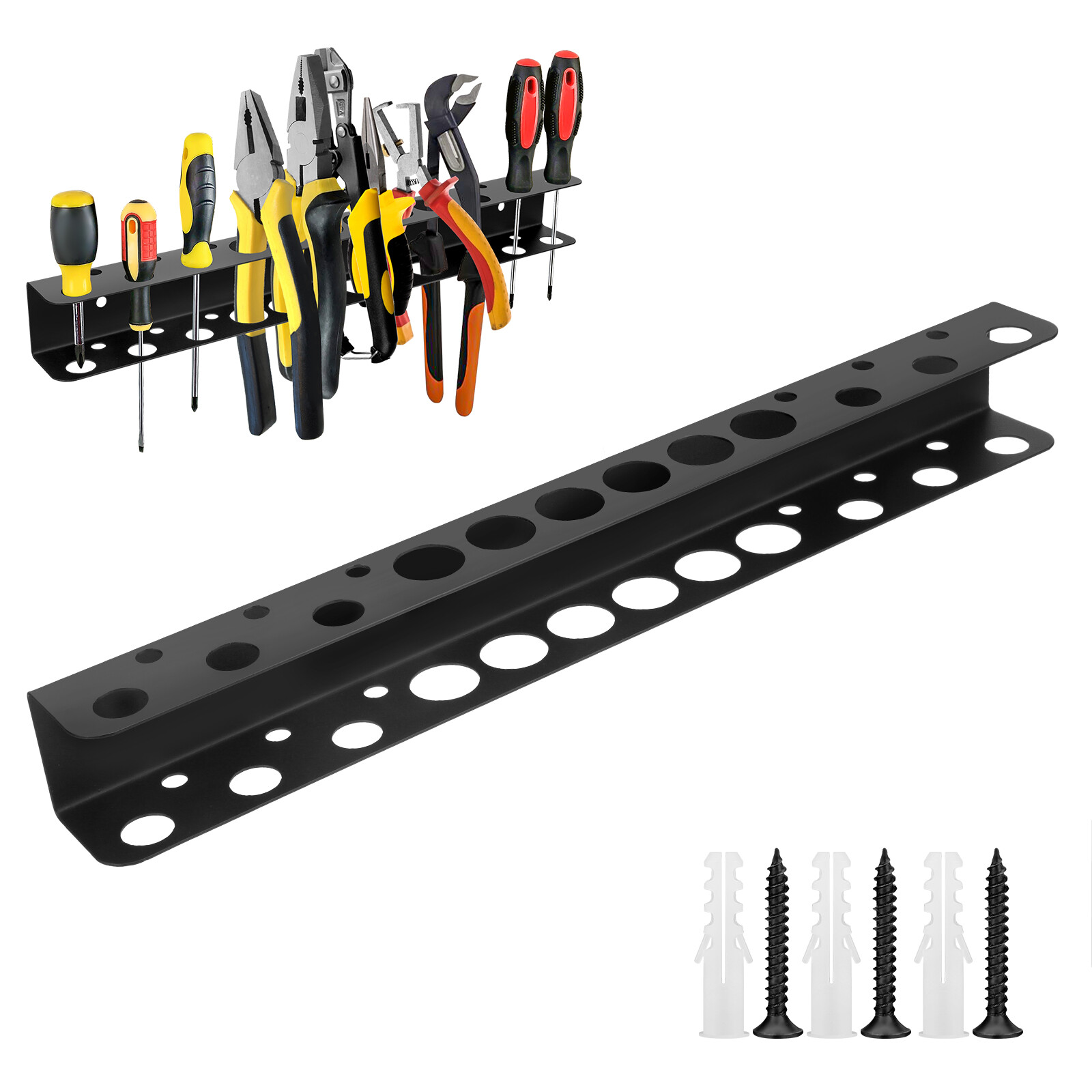 Tool Rail Rack Holder Screwdriver Organizer Wall Mount Hanger Shelf w/18 Holes gallery