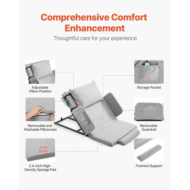 Adjustable High Density Foam Backrest Reading Relaxing Sleeping W/ Remote New gallery