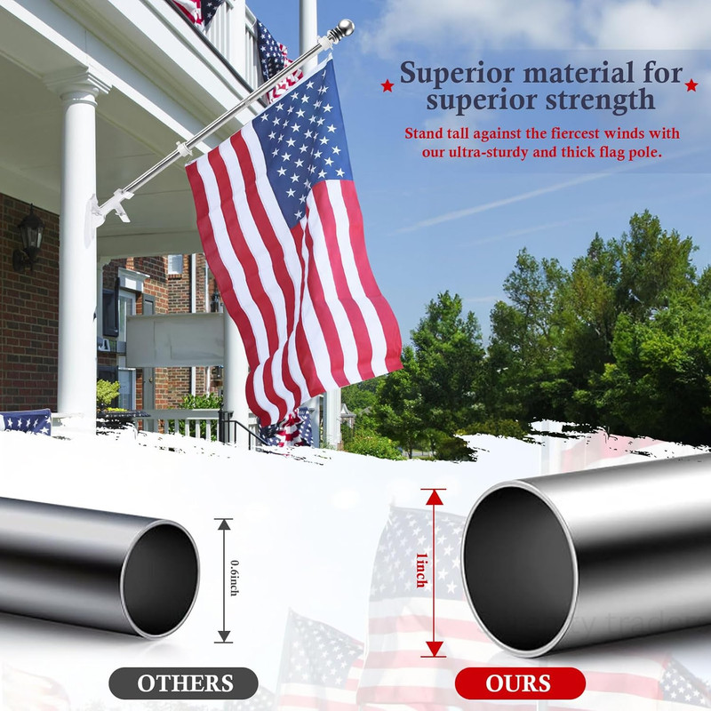 5 FT Flag Pole for Kit, Tangle Free Spinning Weather Resistant Rustproof Metal gallery