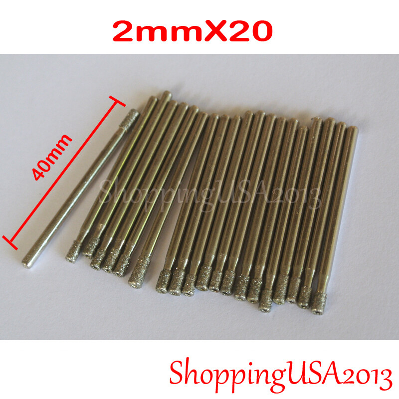 20 pcs 2mm Diamond Coated Drill Bits Set Hole Saw Cutter Tool Glass Granite@ gallery