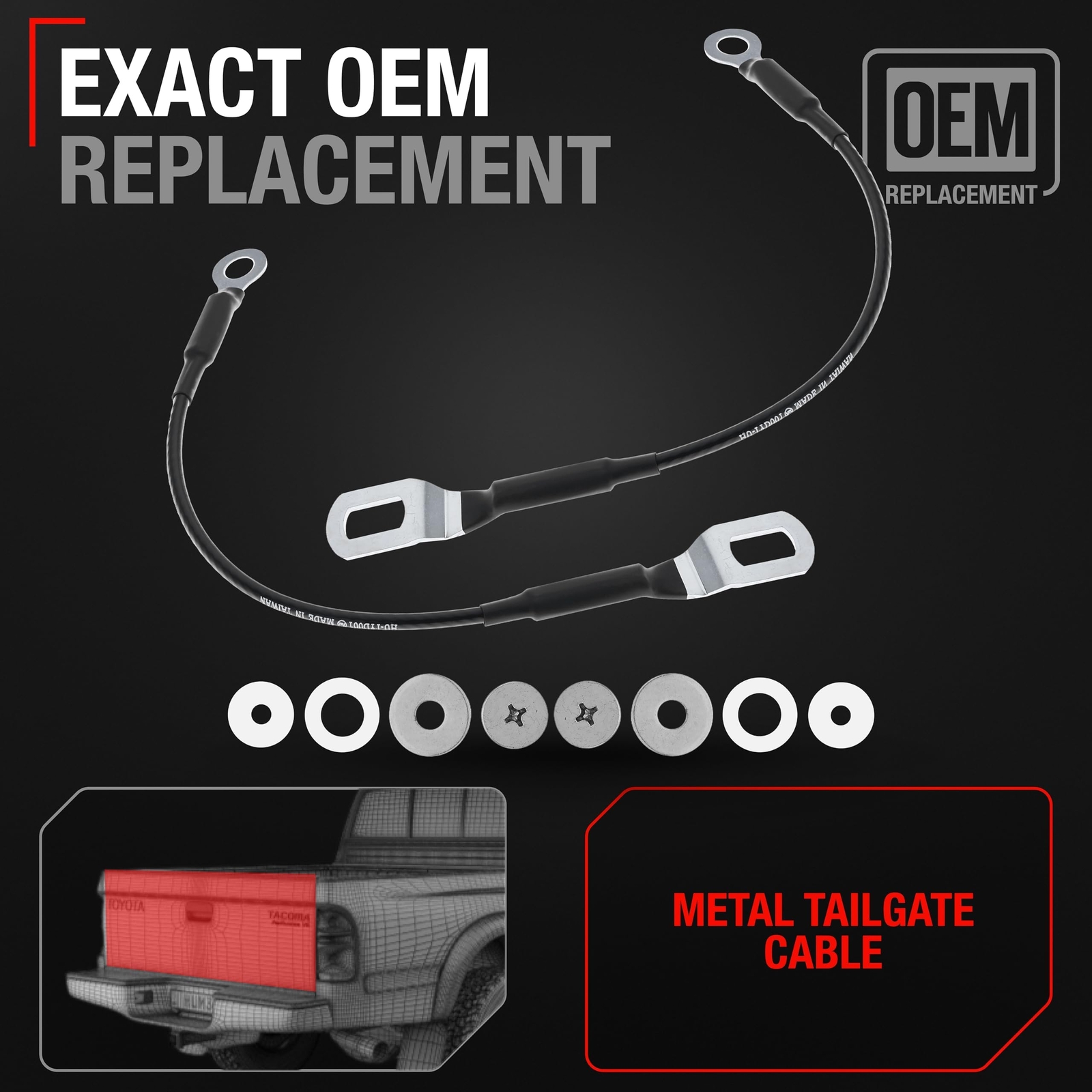 Tailgate Support Cable Replacement Set, Rear Driver & Passenger Side - Compat... gallery