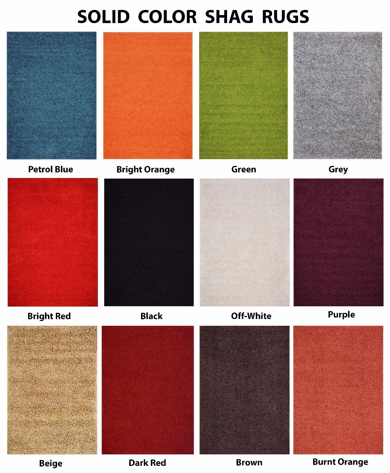 Premium Shaggy Collection Solid Color Shag Rug Area Rugs Multiple Color Options gallery