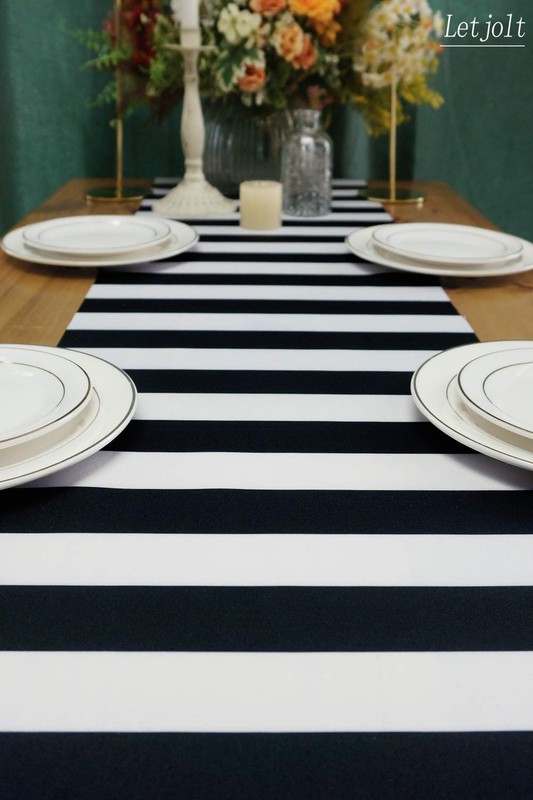 Black and White Striped Pattern Table Runner 12x72 Inches for Anniversary gallery