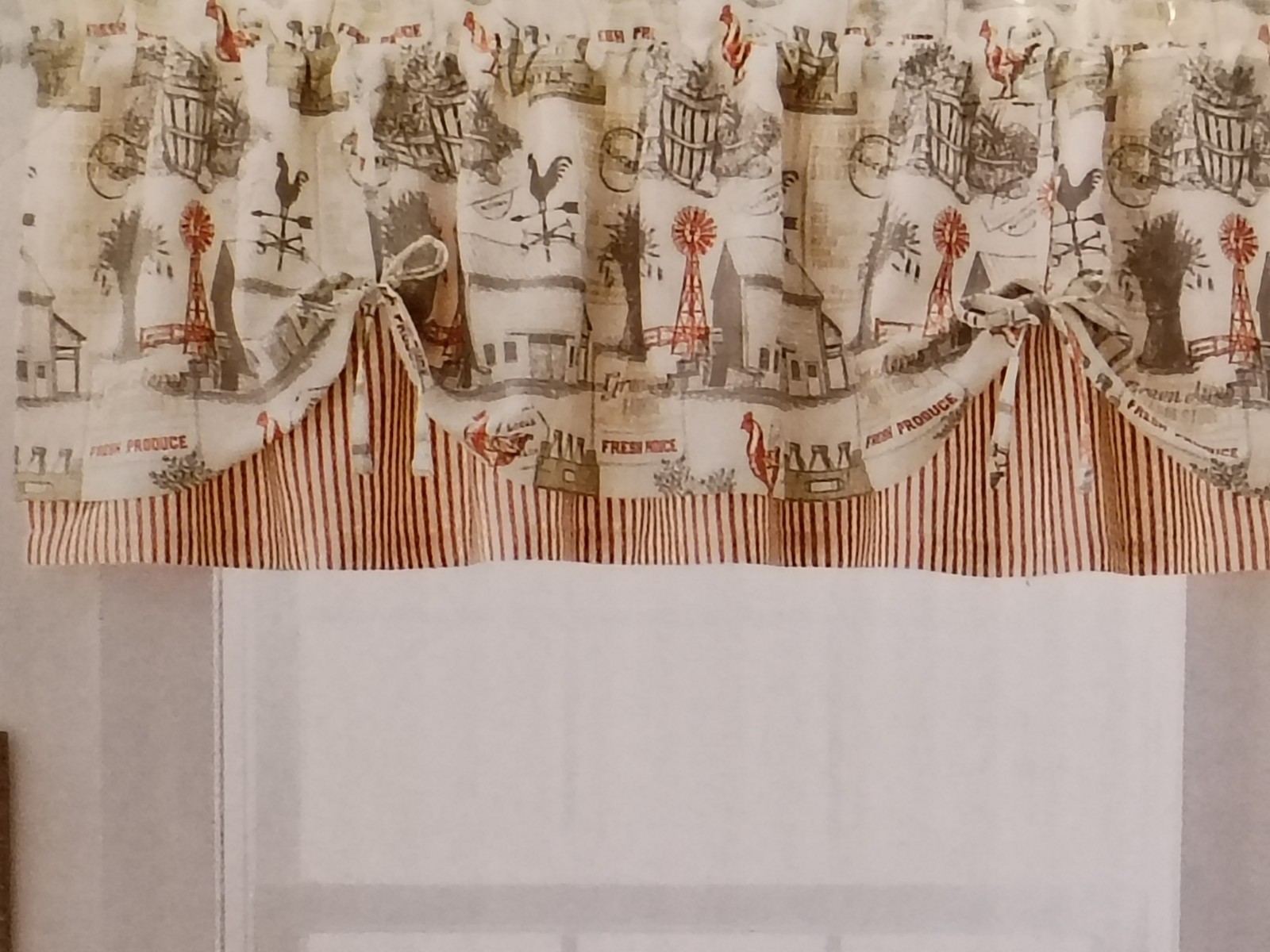 Better Homes & Gardens RED RUSTIC FARM Light Control VALANCE 60x16 ROD POCKET gallery
