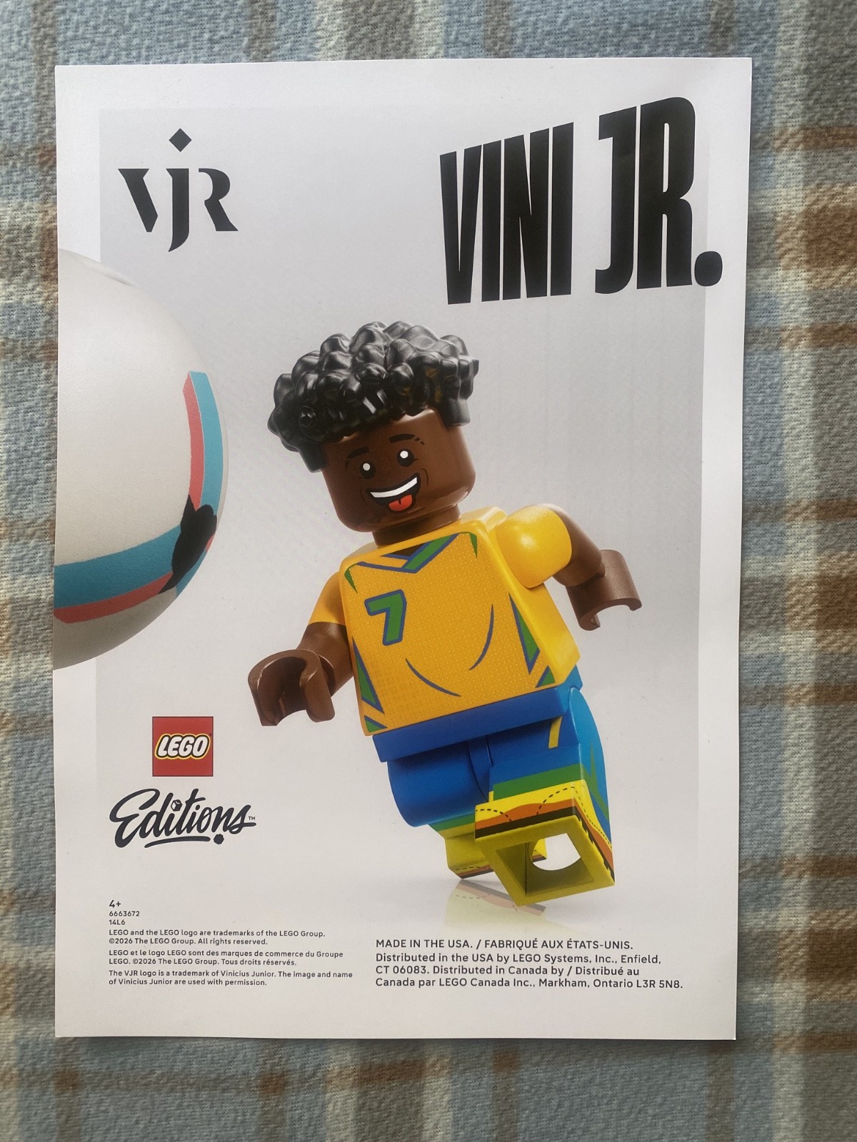 Lego Vinicius Junior Poster - FIFA World Cup 2026 - Brazil - 12" X 9" VINI Jr. gallery