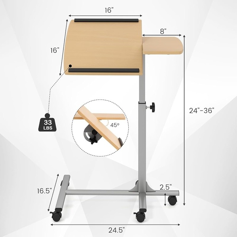 Adjustable Height Mobile Stand Desk Rolling Laptop Cart Sit to Stand Workstation gallery