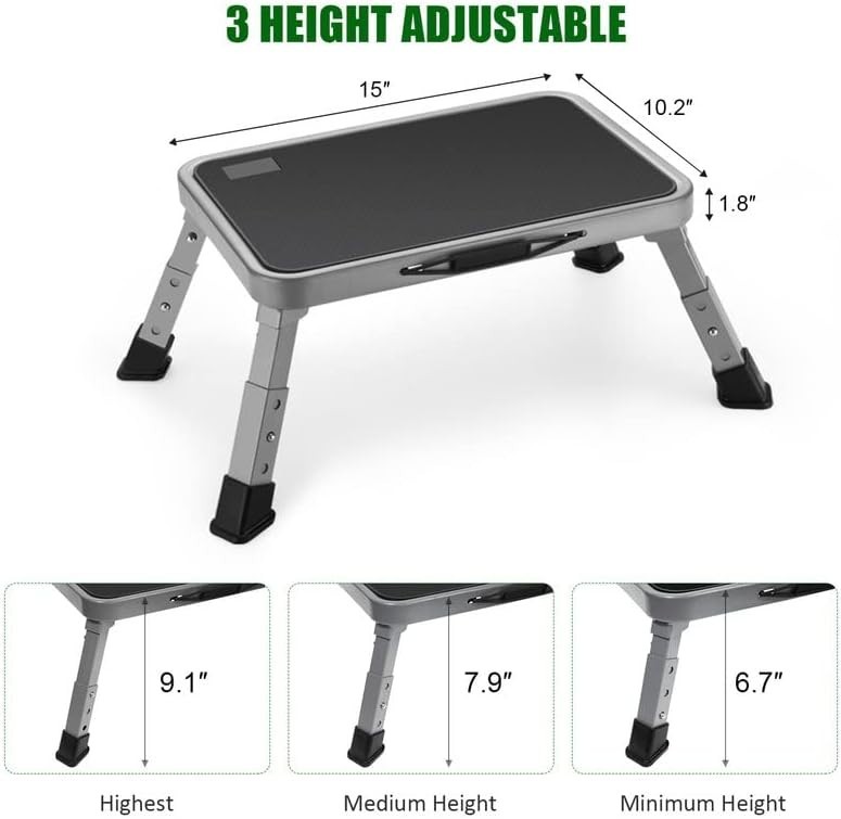 Compact Portable Step Stool - Non-Slip, Adjustable 1-Step Ladder for All Rooms gallery