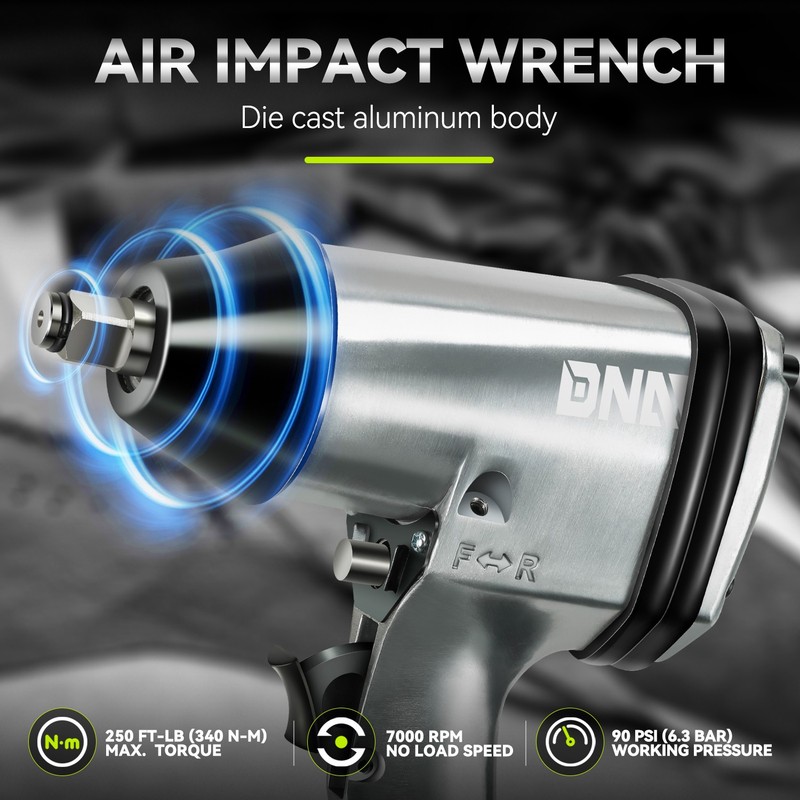 17 Pc 1/2" Square Drive 250 FT.-LB Torque 90 PSI 7000 RPM Air Impact Wrench Set gallery
