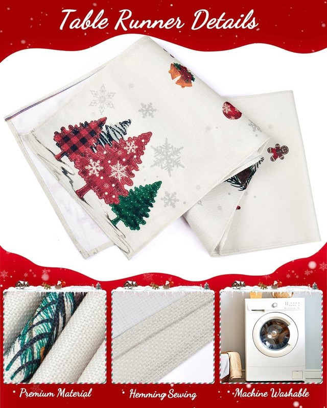 17-in-1 Red Green Tree Table Runner Set 13x72 Inch Holiday Decorations gallery