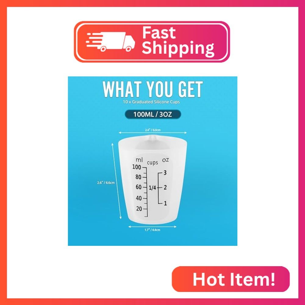 SWIGRANCE 10Pcs Silicone Resin Mixing Measuring Cups 100ml / 3oz for Resin Suppl gallery