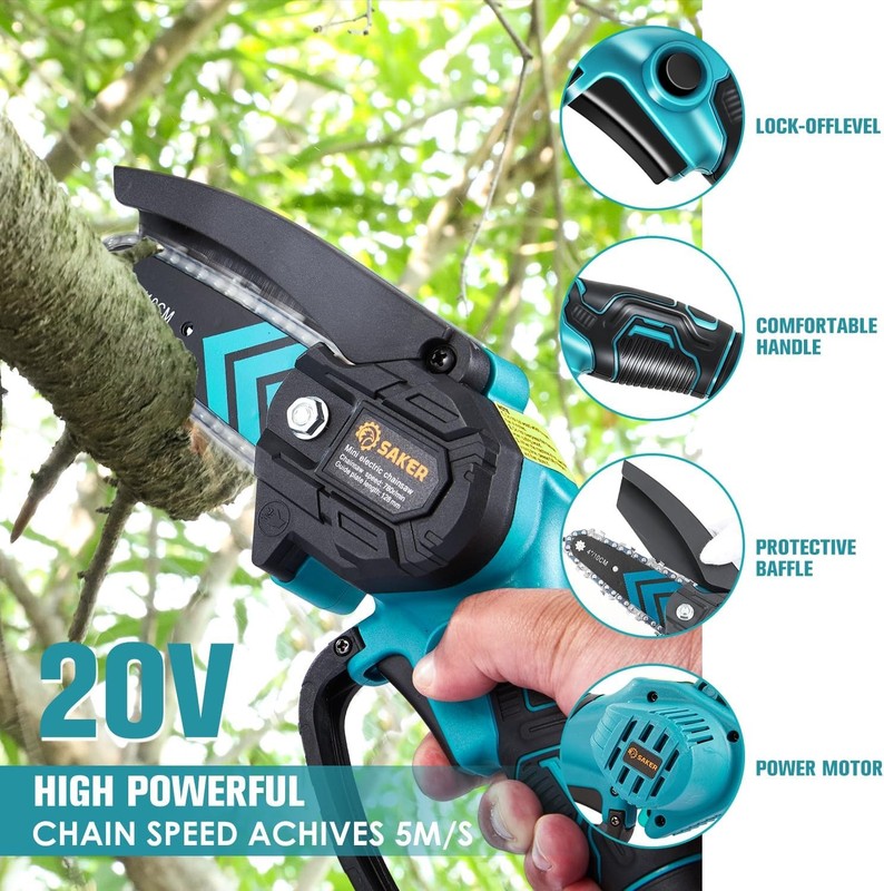 Saker Mini Electric Chainsaw 4" Portable Cordless Handheld High Efficiency E-1 gallery