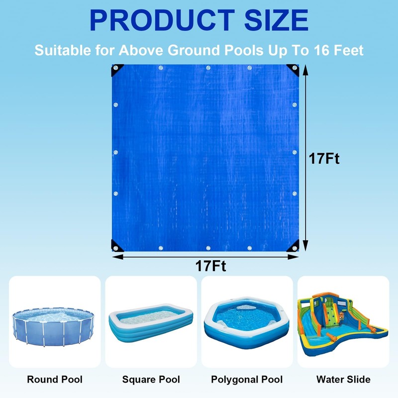 17FT Double Sided Pool Floor Mat Heavy Duty Square Pool Liner Pad Protector gallery