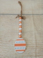 New! Orange Spring Easter Egg Small Wood Bead Garland Tier Tray Farmhouse Decor