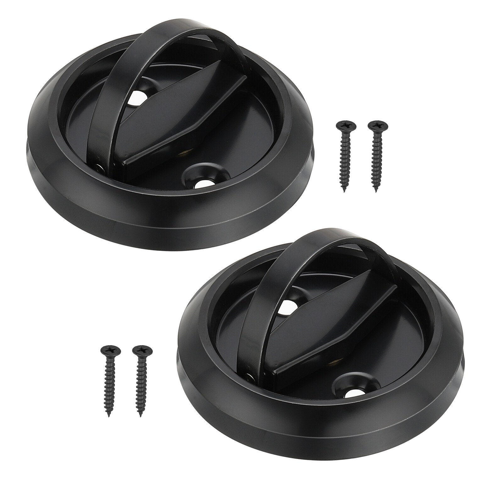 2Pcs Recessed Door Handles Round Flush Pulls Embedded Hidden Black gallery