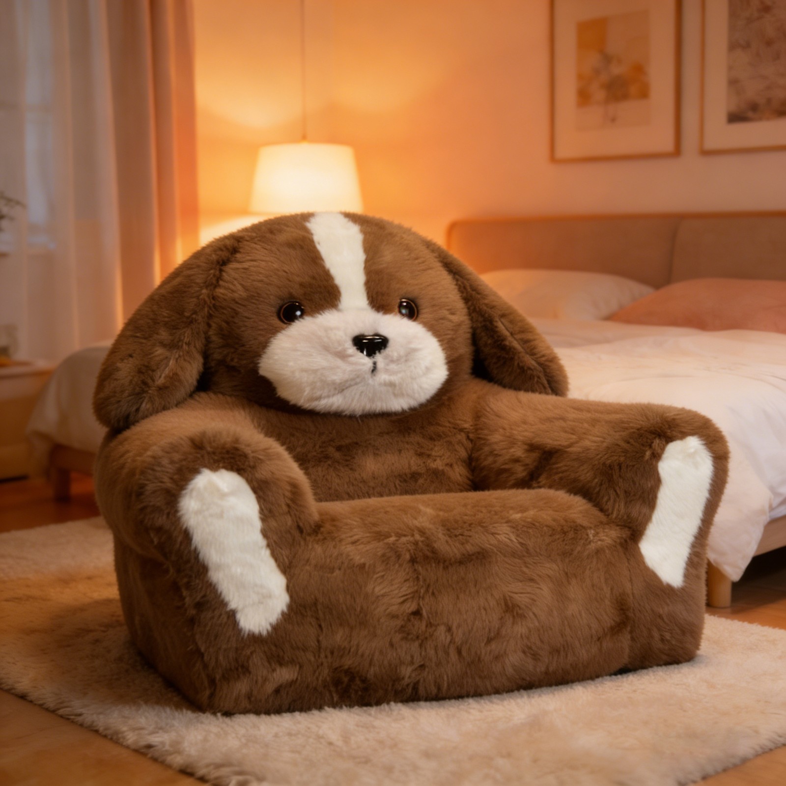 Furry Dog Couch Inflatable Premium Plush Sofa Single Lounge Chair - Living Room gallery