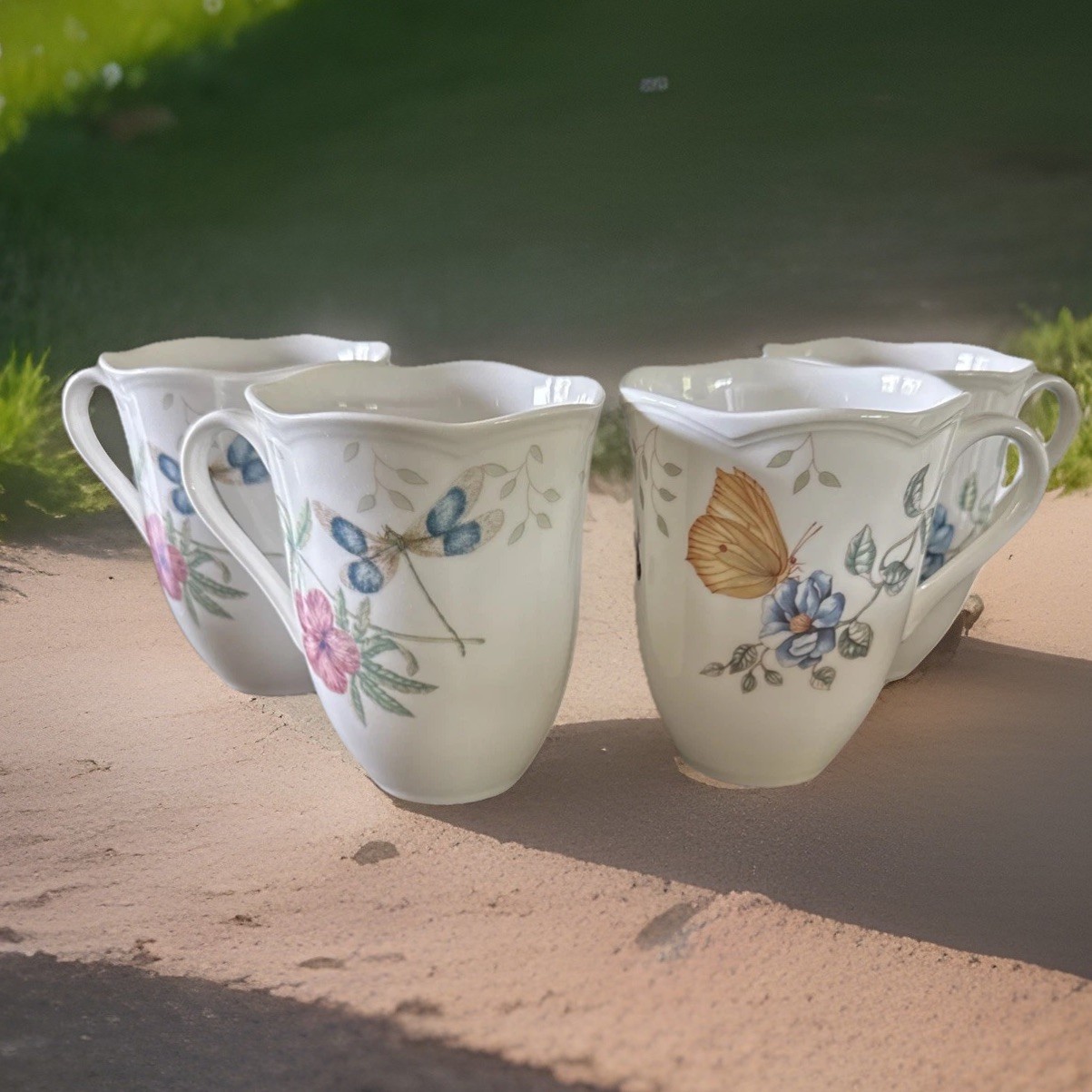LENOX Butterfly Meadow ‘Dragonfly’ Set of 4 Coffee Cups, Tea Cocoa Mug Vintage gallery