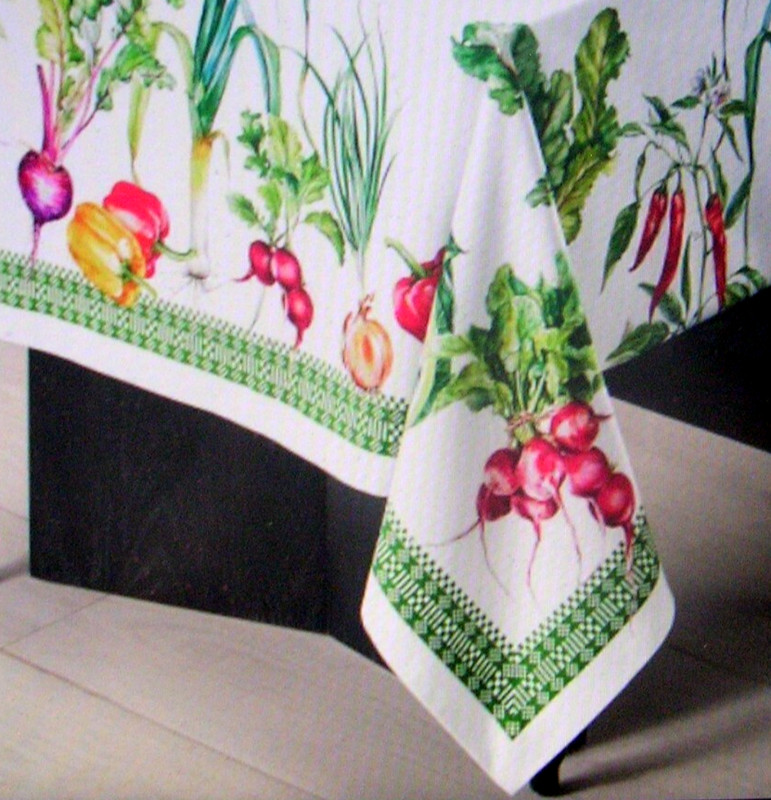 WILLIAMS SONOMA GARDEN VEGETABLE TABLECLOTH 100% COTTON 70X108 INCHES NEW W/TAGS gallery
