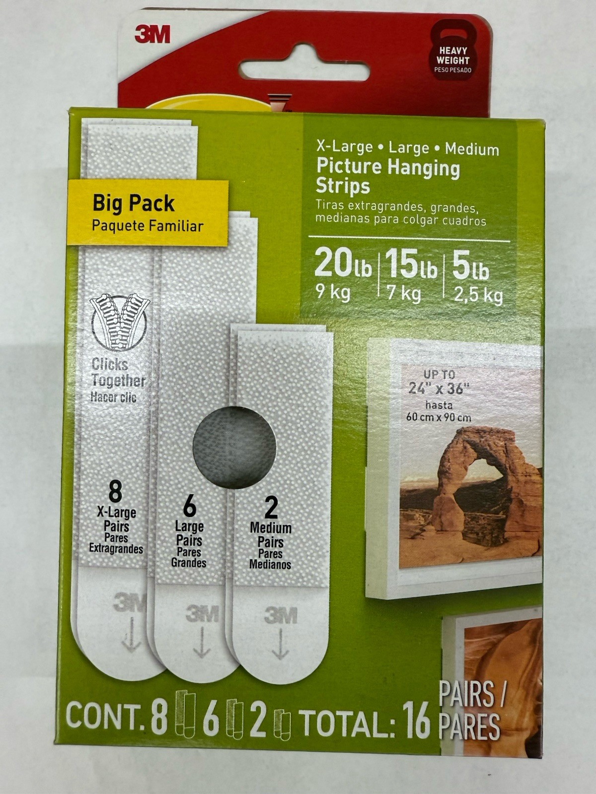 Command Brand, 3M Picture Hanging Strips, Extra Large, Large And Medium 16 Count gallery