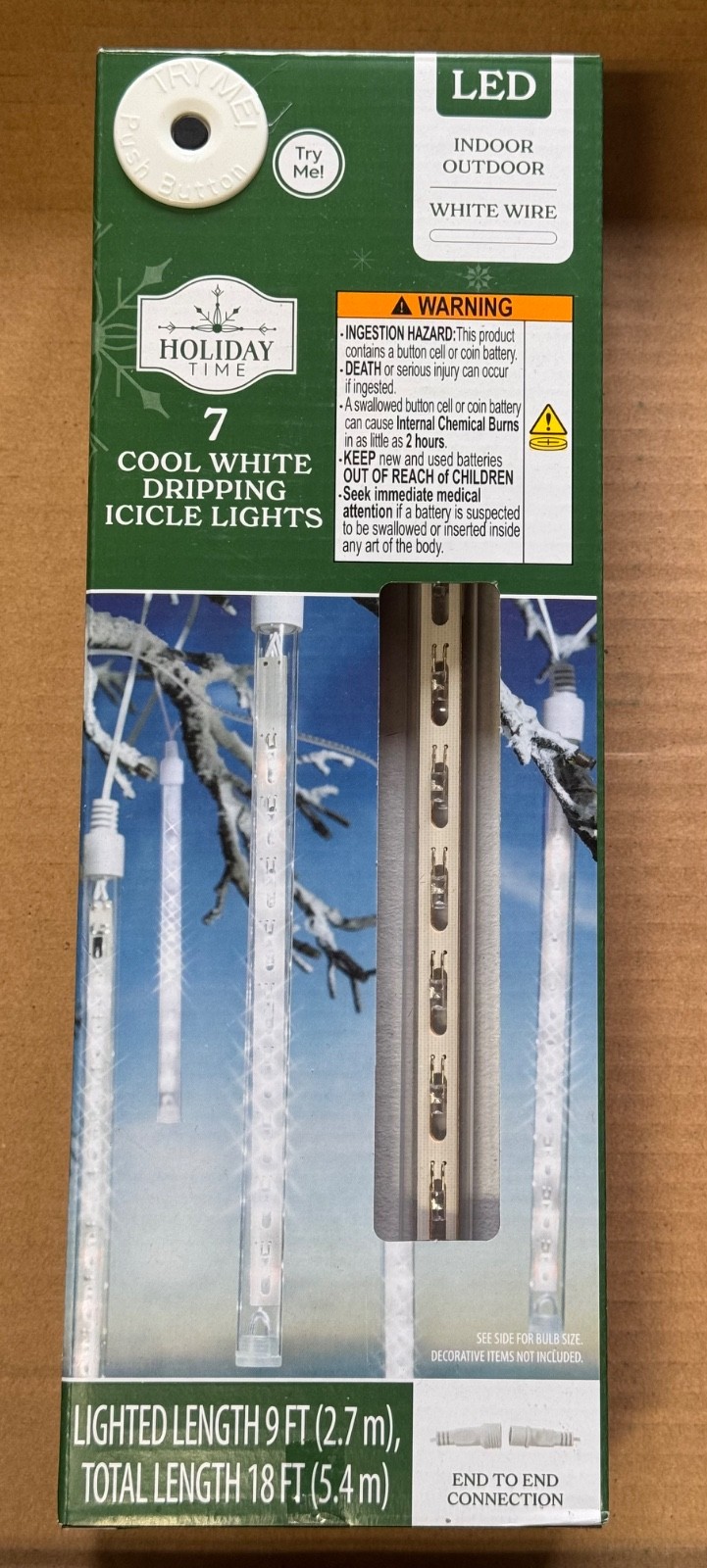 New 7-Count Cool White LED Dripping Icicle Christmas Lights on White Wire, 18' gallery