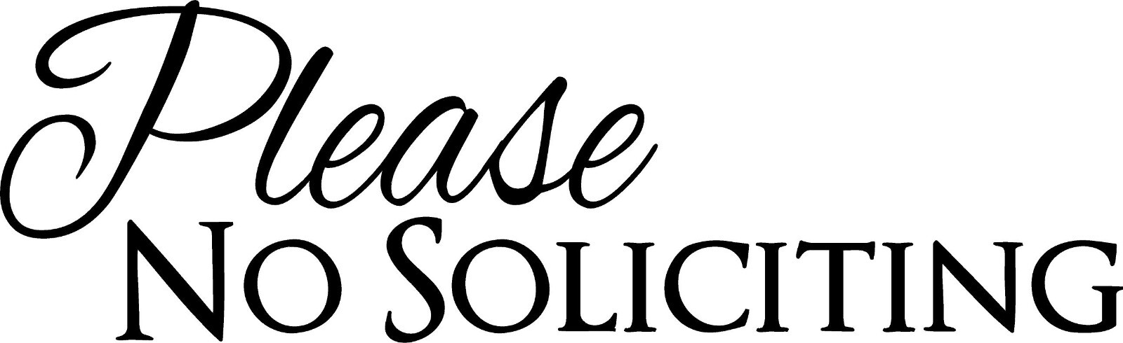 Please No Soliciting Sign Vinyl Decal Sticker - Script - Front Door or Window gallery