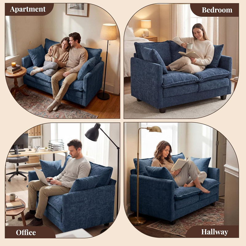 Loveseat Sofa with Cloud 3-Layer Cushion & 27" Deep Seat, Modern Small Couch wit gallery