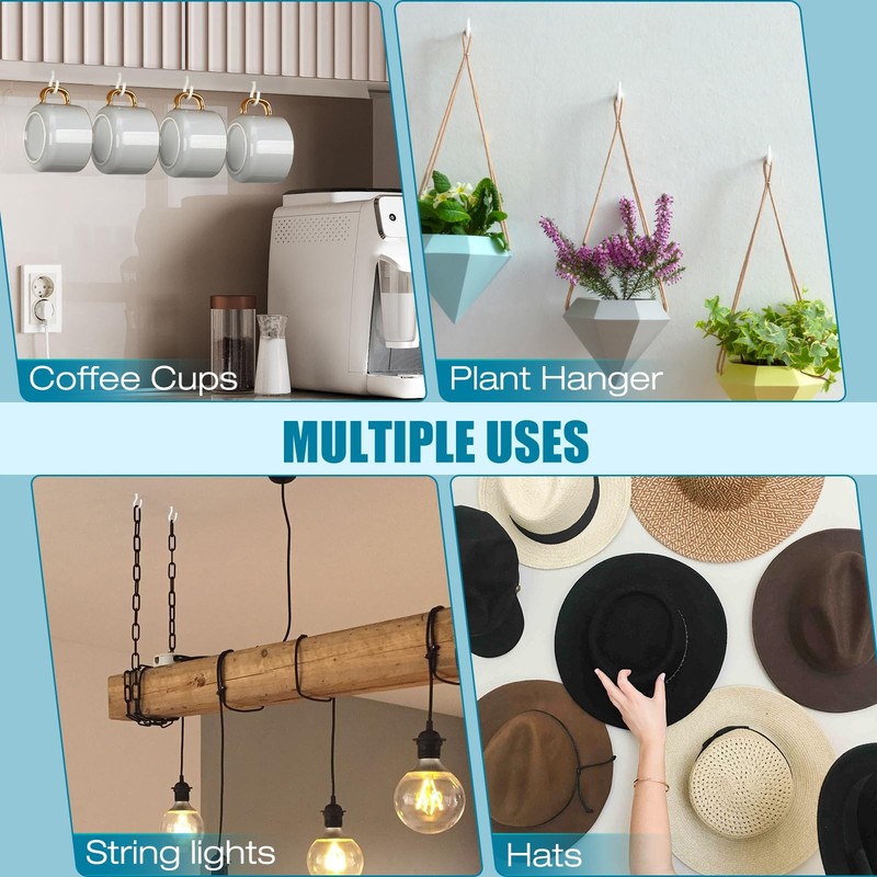 110Pcs Premium Screw Hooks, 5 Sizes White Vinyl Coated Cup Hook, from1/2 in Smal gallery
