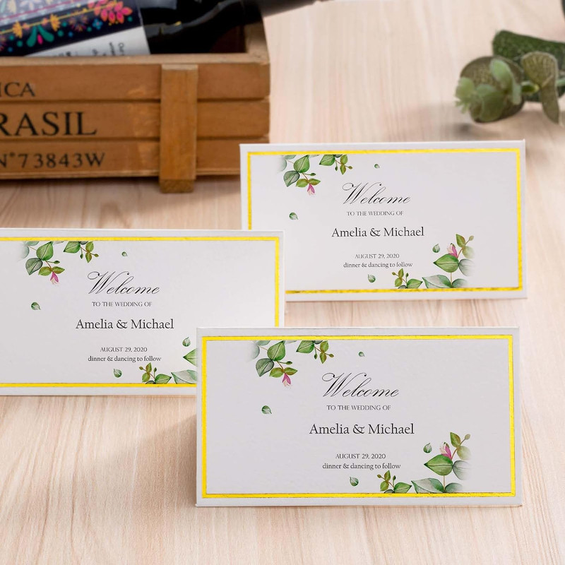120Pcs Premium Place Cards, Small Table Cards with Gold Foil Border, 2" X 3.5" T gallery