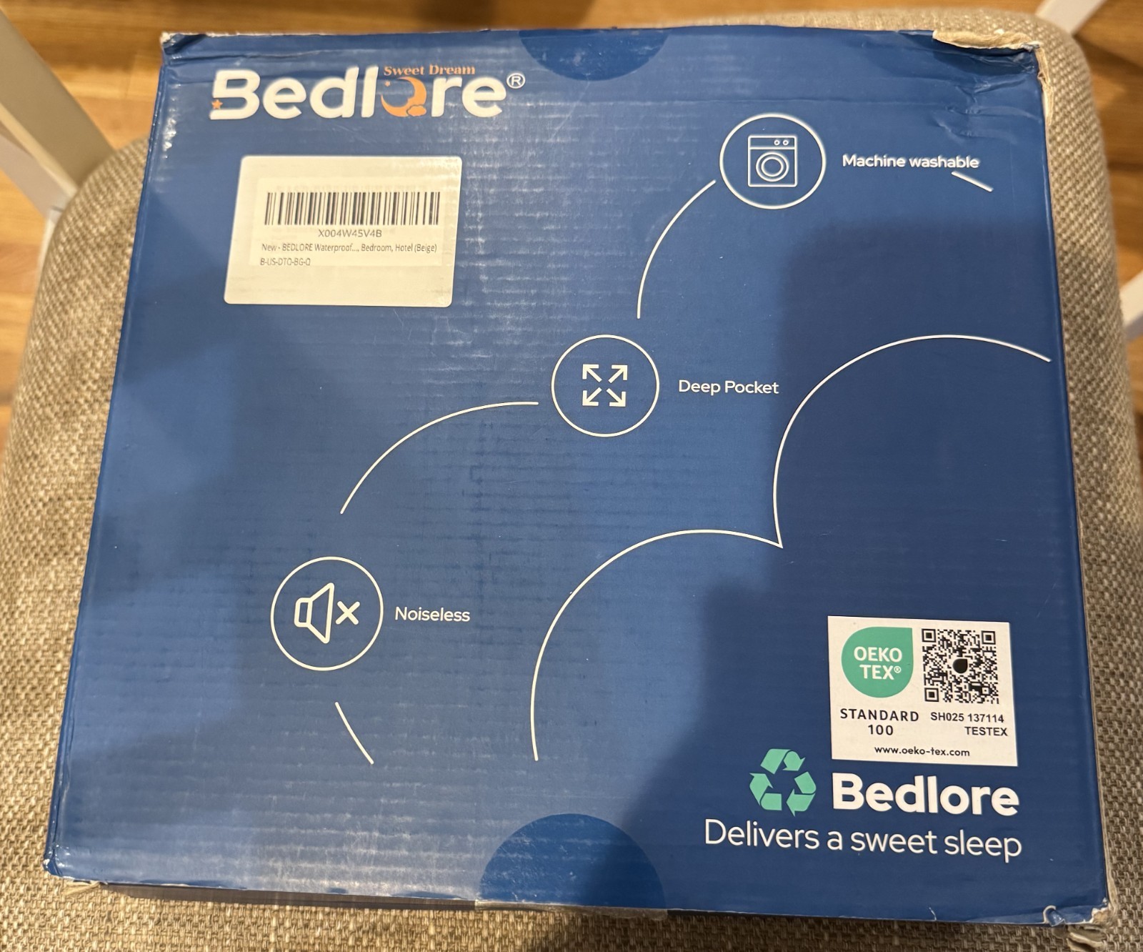 BEDLORE Waterproof Mattress Protector Queen Size Noiseless Beige 6-18" Deep gallery