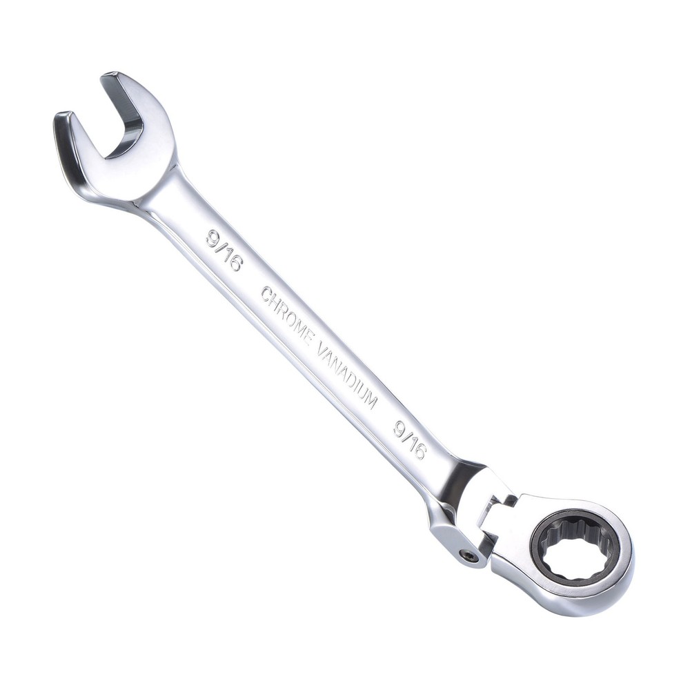 9/16" Flex Head Ratcheting Combination Wrench SAE 72 Teeth 12 Point Box Ended