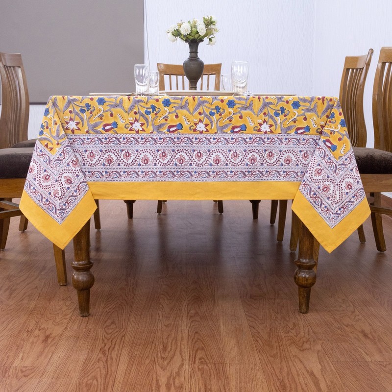 Hand Block Printed Tablecloth Wedding Table Cover Gift for Her, New Year Gifts gallery