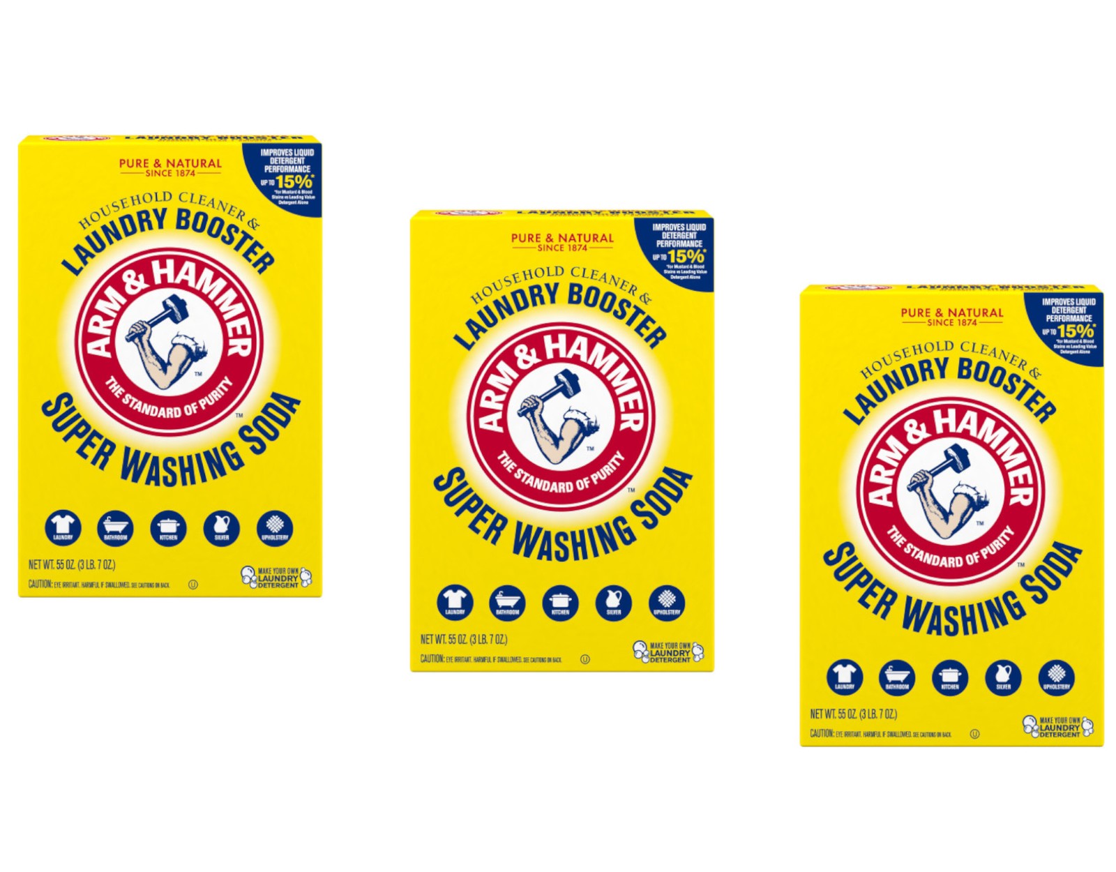 Arm & Hammer Super Washing Soda Laundry Booster, 55oz. - Pack of 3 gallery