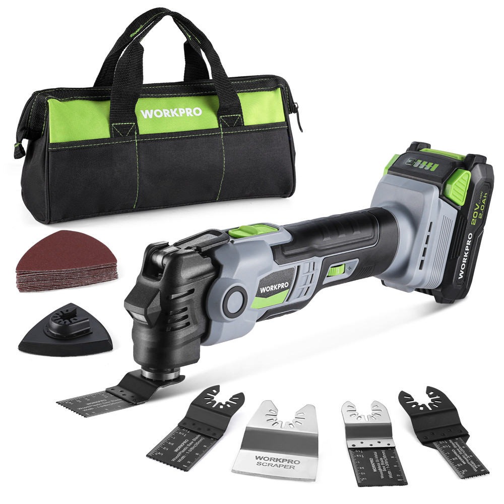 WORKPRO 20V Oscillating Tool Kit Cordless and Brushless 19,000 RPM Orbiting Tool