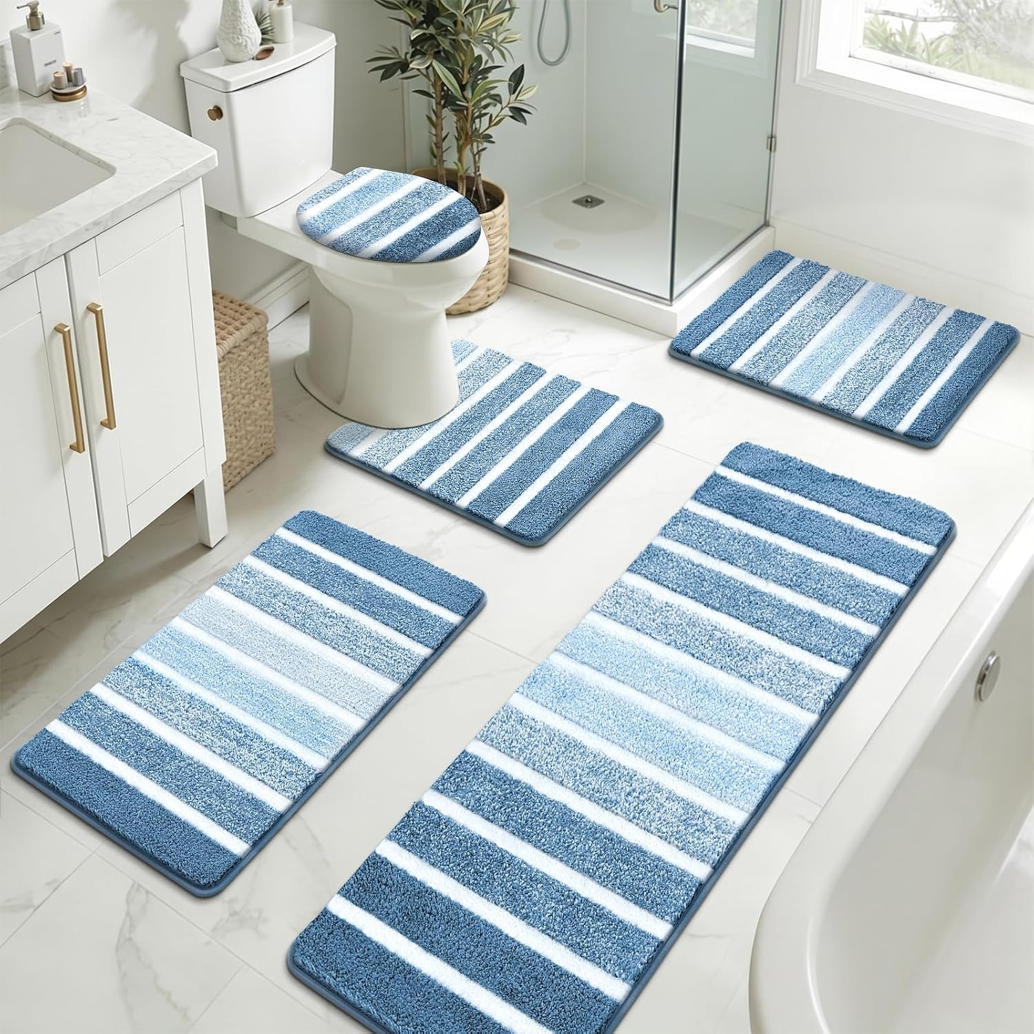 Yamaziot Bathroom Rugs Sets 5 Piece, Plush Absorbent Microfiber Bath Mat for Bat gallery