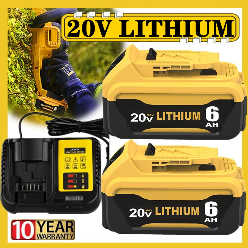 20V 5Ah 6Ah Replacement For DeWalt DCB206 20Volt Max Lithium Battery /Charger gallery