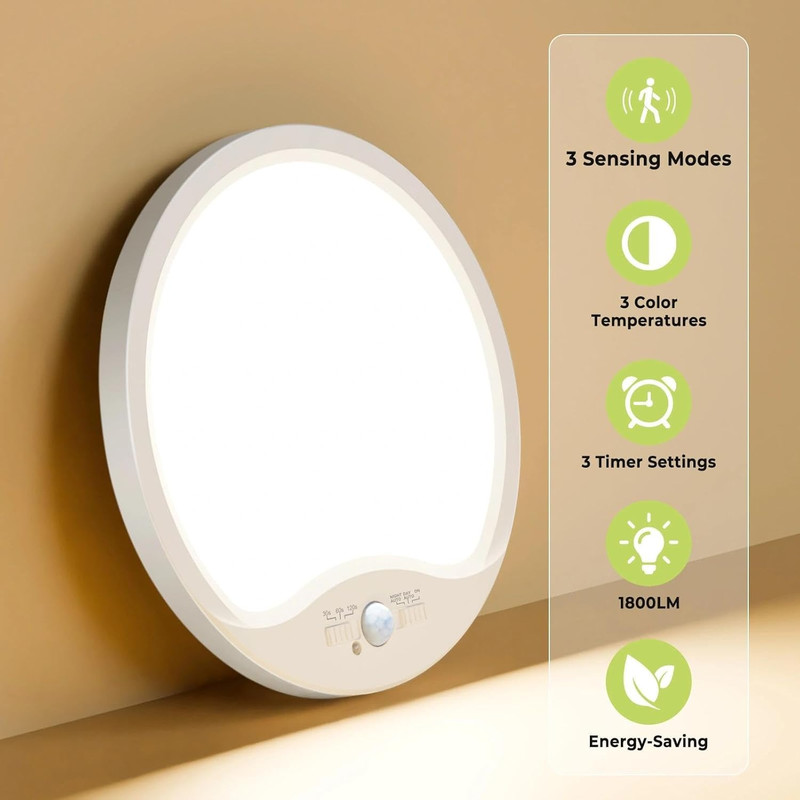 Motion Sensor Ceiling Light Wired, 3000K/4000K/6500K LED Flush Mount Ceiling Lig gallery