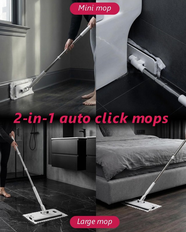 Disposable Dust Mop with Mini Mop, Zero-Contact Click- On Mop System. with Ot... gallery