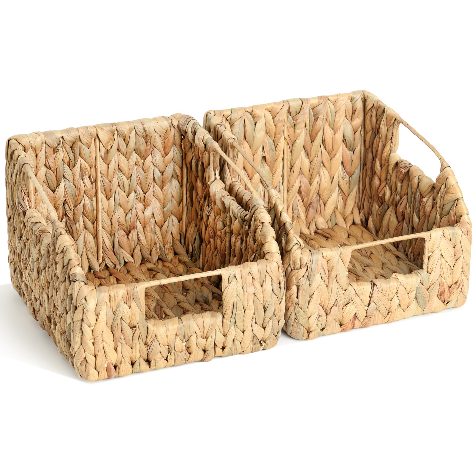 2-Pack Wicker Basket Set - Water Hyacinth Pantry Organizers and Storage w Handle gallery
