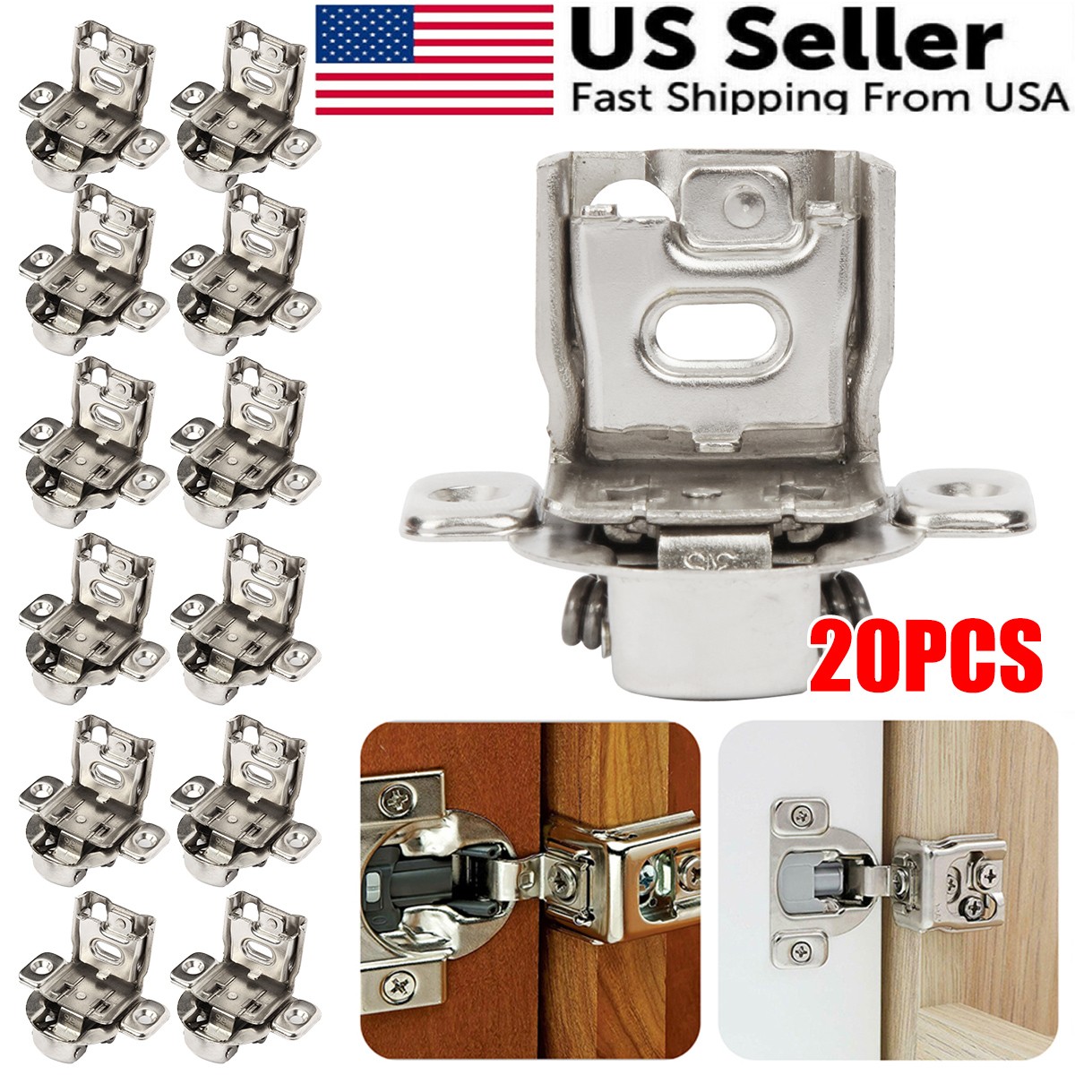 20Pack 1-1/4" Overlay Soft Close Face Frame 105° Compact Cabinet Hinge Handware gallery
