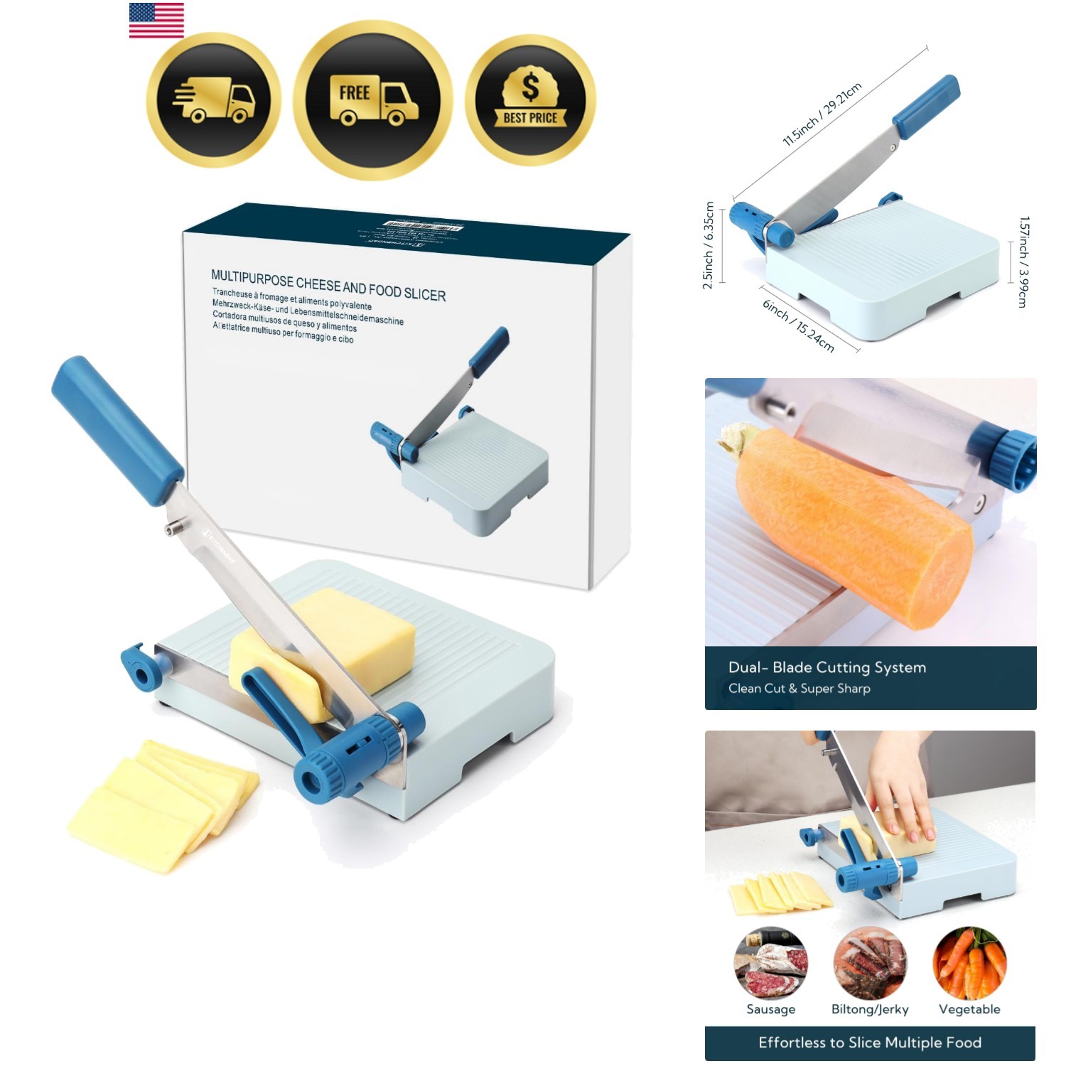 Cheese Slicer Cutter with Adjustable Thickness for Hard Soft Cheese Food gallery