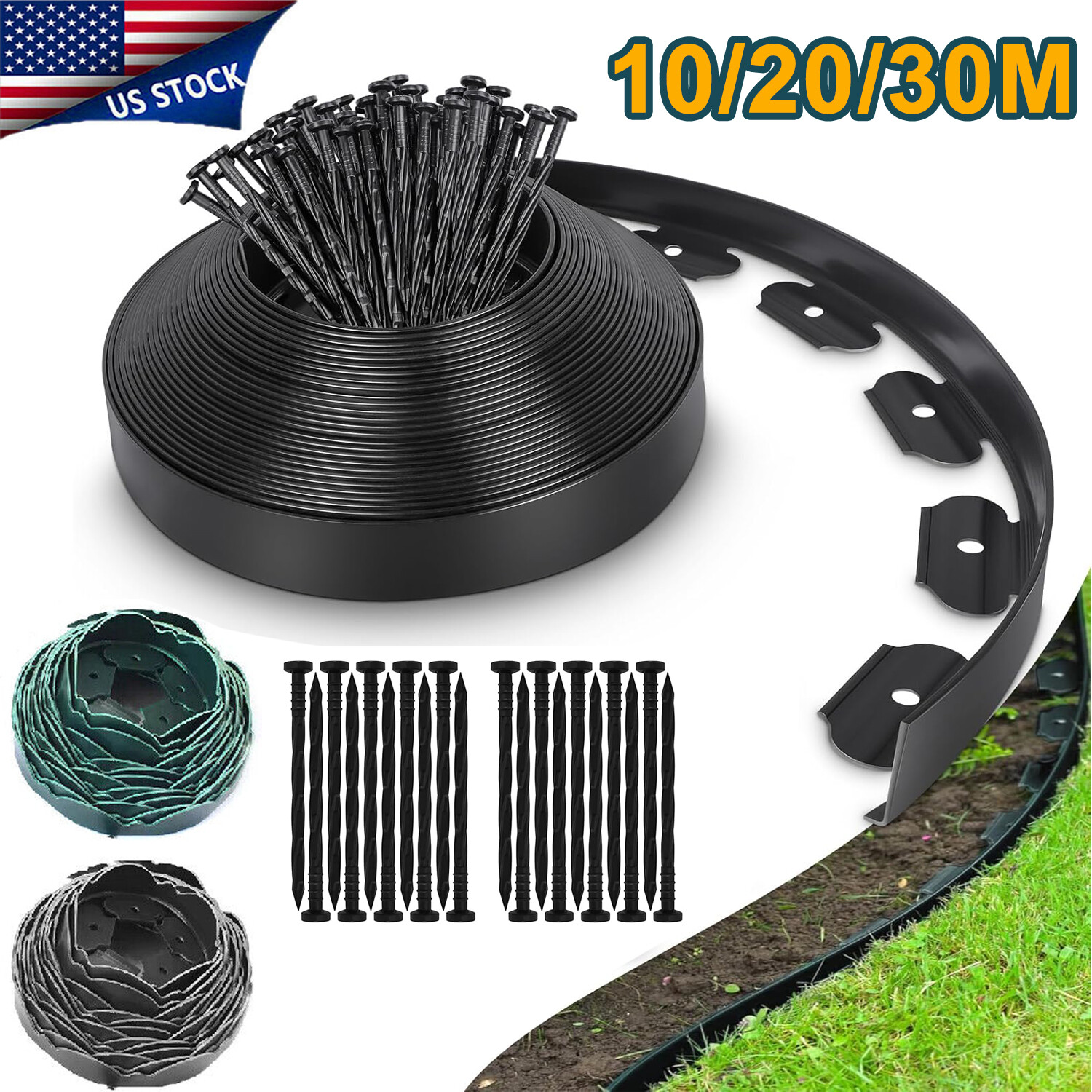 33ft Garden No Dig Landscape Edging Border Kit 2" Tall Flexible Yard Lawn Border gallery