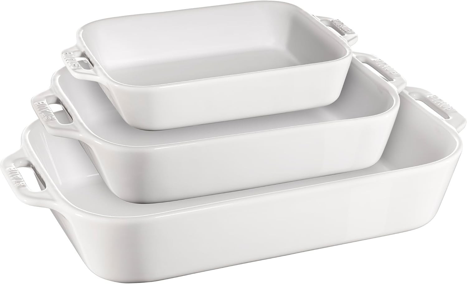 Ceramic 3-pc Rectangular Baking Dish Set - White gallery