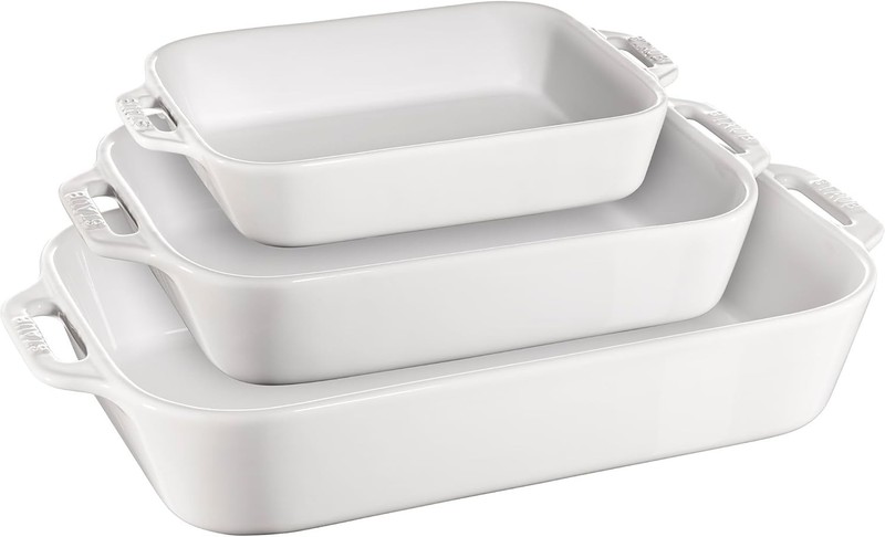 Ceramic 3-pc Rectangular Baking Dish Set - White gallery