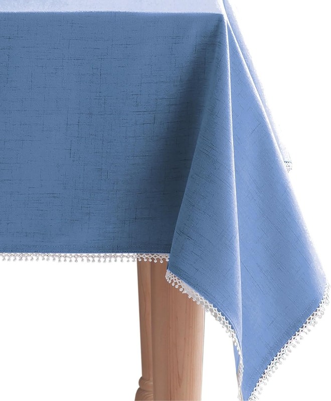 French Perle Solid Tablecloth Periwinkle 60" W x 84" L gallery