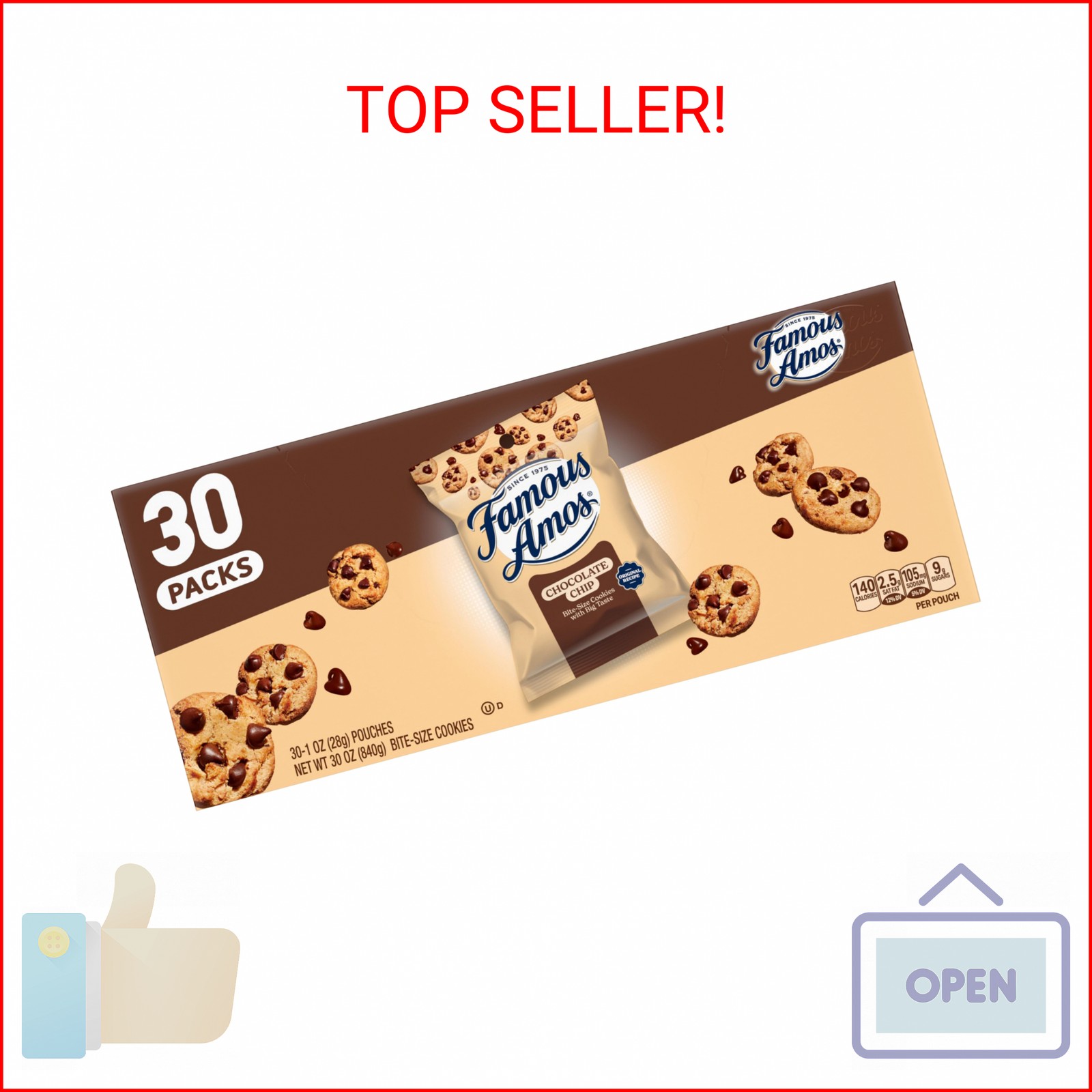 Famous Amos Original Recipe Chocolate Chip Bite-Size Cookies, 30 Pack Box, 30 oz gallery