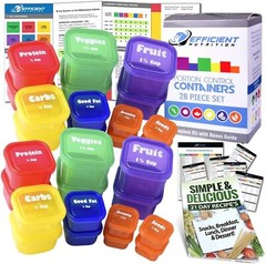 28 Pcs Fix Portion Control Containers Kit Beach Body Food Plan Diet Weight Loss