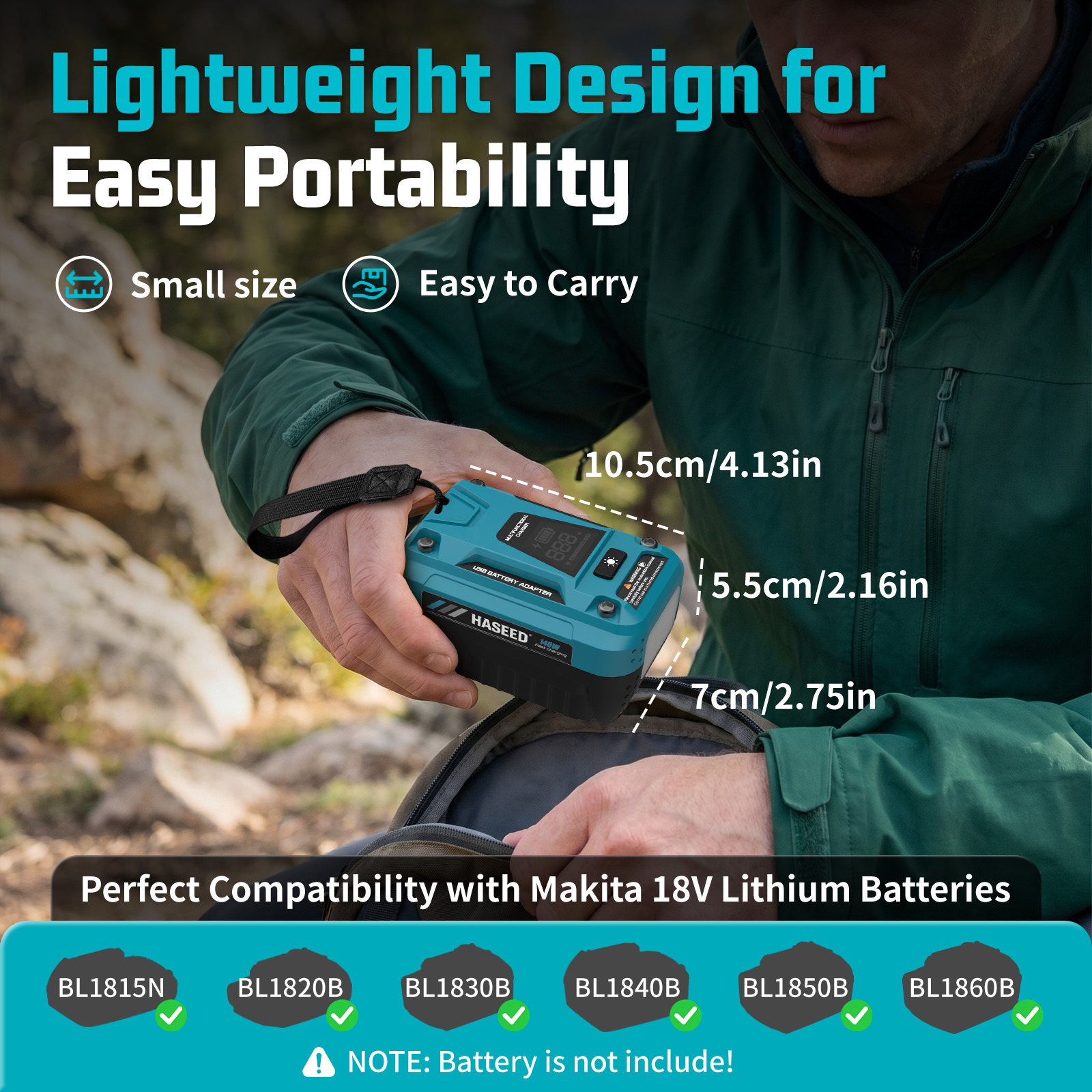 140W Bidirectional USB-C PD Charger Adapter for Makita 18V Battery Power Bank gallery